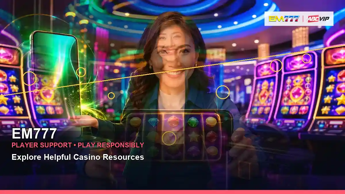 EM777 centered coins casino cashback rewards highlighting mobile-friendly casino play
